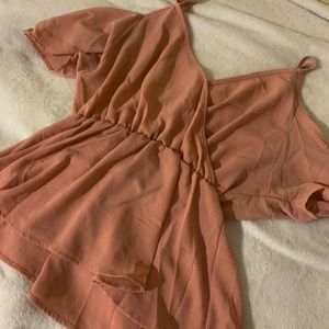 Pink cold shoulder shirt